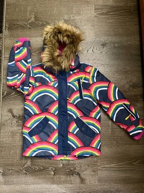 Mini Boden (LIKE NEW) all Weather Rainbow Jacket Kids 8-9Y